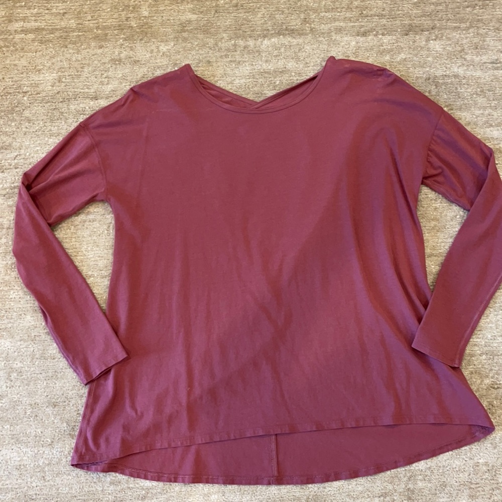 Lululemon deep red long sleeve cross back into it